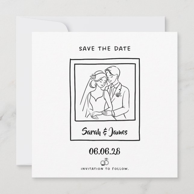 Customizable Save the Date  Bride groom Invitation (Front)