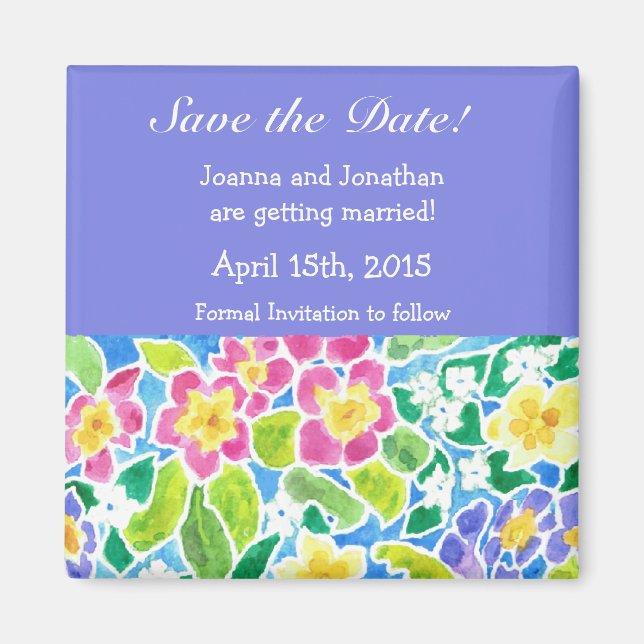 Customizable Save the Date Magnet, Primroses Magnet (Front)