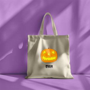 Customizable Scary Jack-O-Lantern Tote Bag