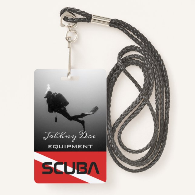 CUSTOMIZABLE SCUBA DIVERS ID BADGE (Front with Lanyard)