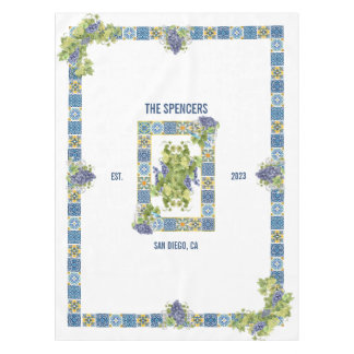Customizable Sicilian Majolica Tiles Fancy Grapes Tablecloth