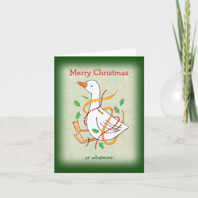 Customizable Silly Geese Angry Grumpy Duck Funny Holiday Card (Front)