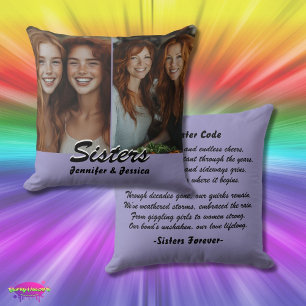 Customizable Sisters Photo and Poem Throw Pillow
