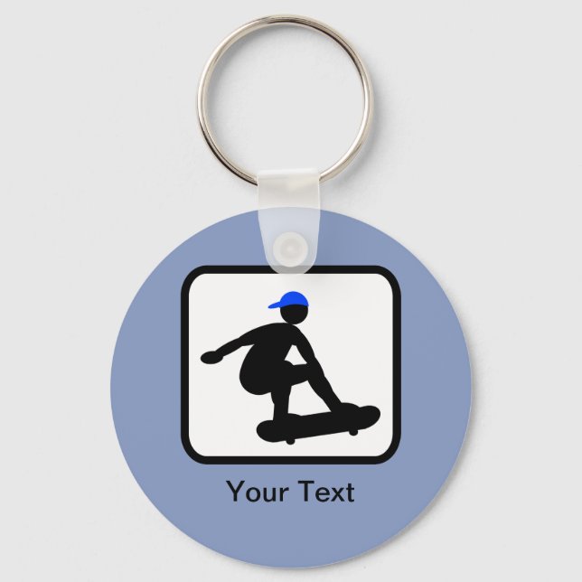 Customizable Skater on Skateboard Logo Key Ring (Front)