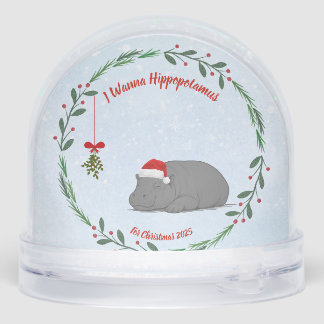 Customizable Snow Globe- Sleepy Hippo Snowglobe