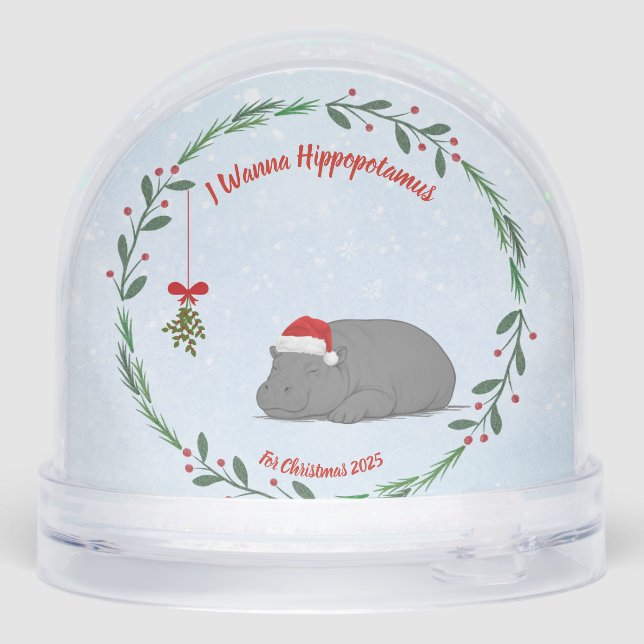 Customizable Snow Globe- Sleepy Hippo Snowglobe (Back)