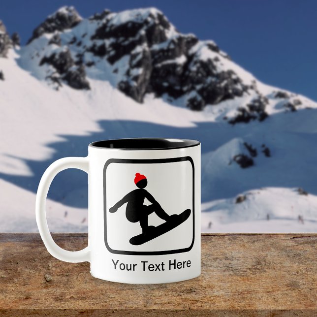 Customizable Snowboarder Logo Two-Tone Coffee Mug (Creator Uploaded)
