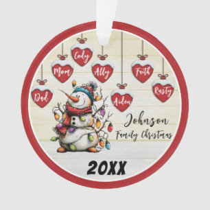 Customizable Snowman Family Christmas Ornament