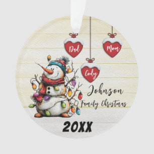 Customizable Snowman Family Christmas Ornament