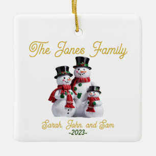 Customizable Snowman Family Ornament