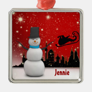 Customizable Snowman Ormanent Metal Tree Decoration