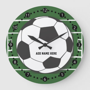 Customizable Soccer Ball on Field Large Clock