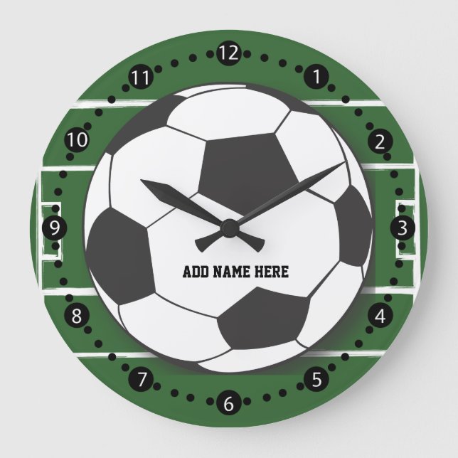 Customizable Soccer Ball on Field Large Clock (Front)