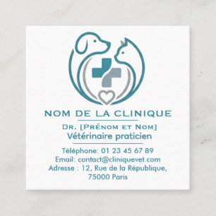 Customizable Square Veterinary Business Card