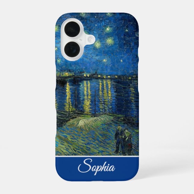 Customizable Starry Night Over the Rhone, Van Gogh iPhone 16 Case (Back)