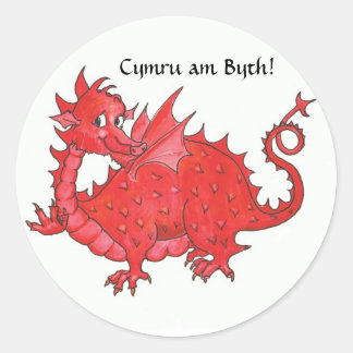 Customizable Stickers with Cute Welsh Red Dragon