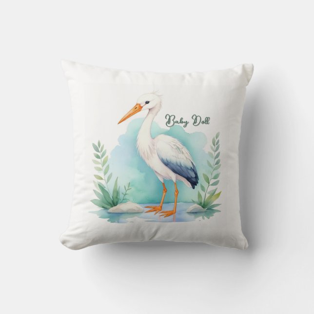 Customizable Stork Nursery set Baby doll Cushion (Front)