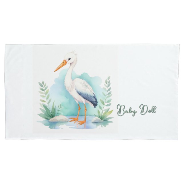 Customizable Stork Nursery set Baby doll Pillowcase (Front)
