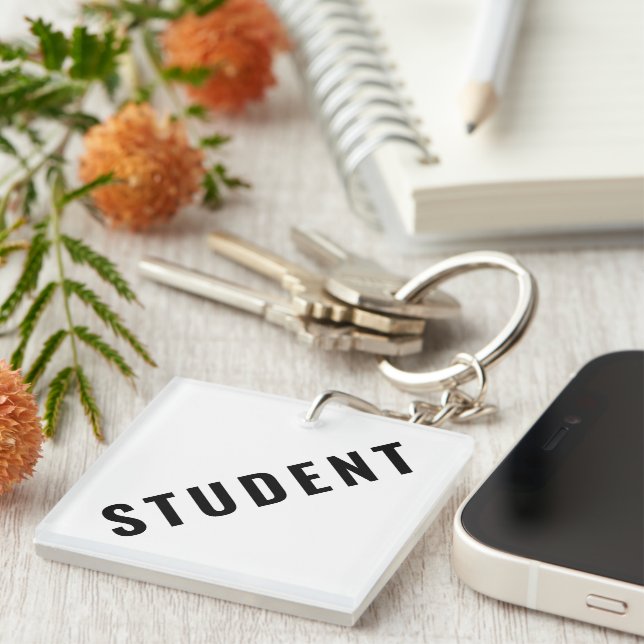 Customizable STUDENT Text Statement Key Ring (Front Right)
