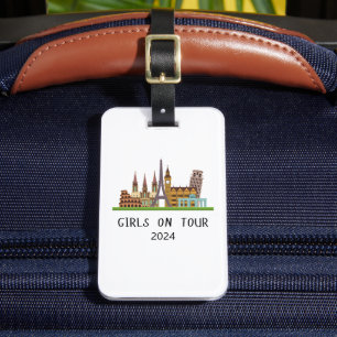 CUSTOMIZABLE SUMMER EUROPE VACATION GIRLS ON TOUR LUGGAGE TAG