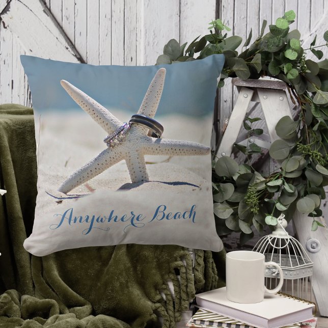 Customizable Sunny Beach With Starfish Rings Cushion (Creator Uploaded)