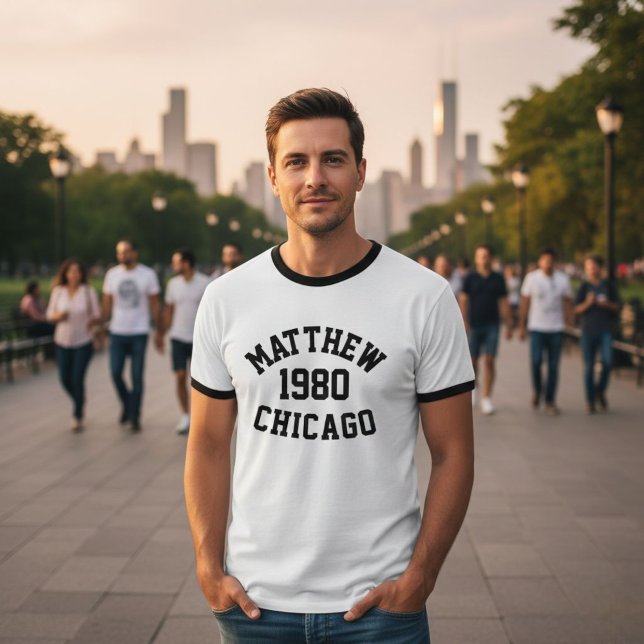 Customizable T-Shirt with Name, Birthdate, and Cit (Creator Uploaded)