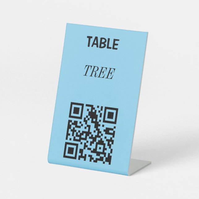 CUSTOMIZABLE TABLE QR CODE STAND FOR RESTAURANTS  PEDESTAL SIGN (Front)