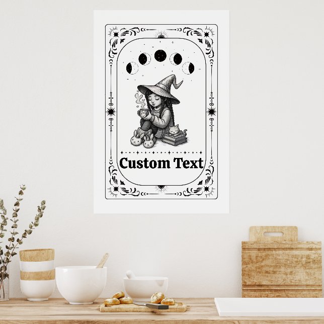 Customizable Tarot Whimsy Zodiac Celestial Witch Poster (Kitchen)