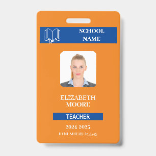 Customizable Teacher & Student ID Card Template Badge