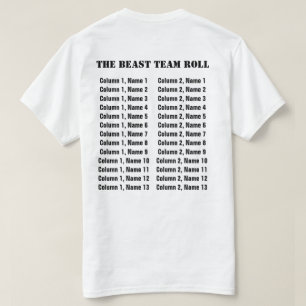 Customizable Team Logo and Member Roster T-Shirt