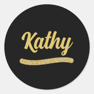 Customizable Template, gold on black Classic Round Sticker