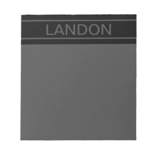 Customizable Text Bold Modern Black & Dark Grey Notepad