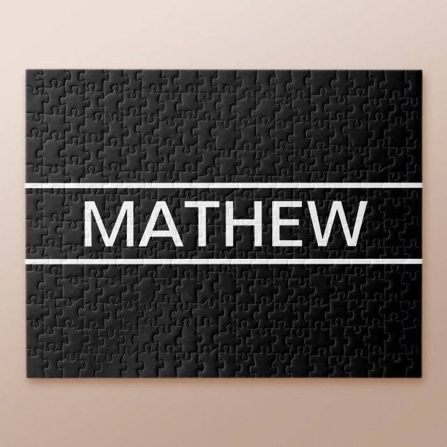 Customizable Text | Bold Modern Black & White Jigsaw Puzzle (Creator Uploaded)