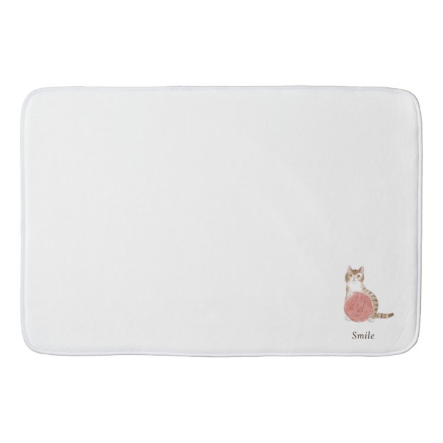 Customizable Text Cat and Ball of Yarn Author: Shi Bath Mat (Front)