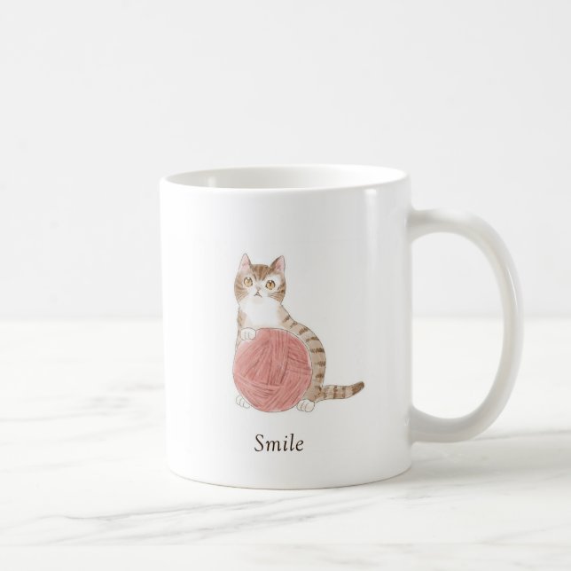Customizable Text Cat and Ball of Yarn Author: Shi Coffee Mug (Right)