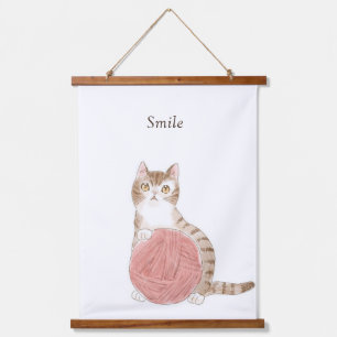 Customizable Text Cat and Ball of Yarn Author: Shi Hanging Tapestry