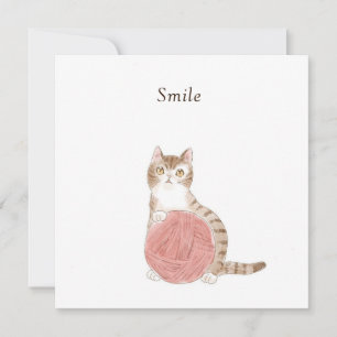 Customizable Text Cat and Ball of Yarn Author: Shi Invitation