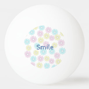 Customizable Text Flowers Pastel Ping Pong Ball