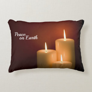 Customizable Text on White Christmas Candles Decorative Cushion