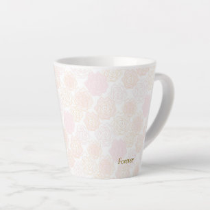Customizable Text, Rose, Ivory Cafe Latte Mug