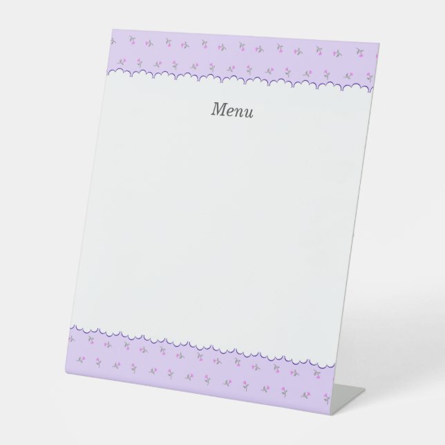 Customizable text wild rose purple pedestal sign (Front)