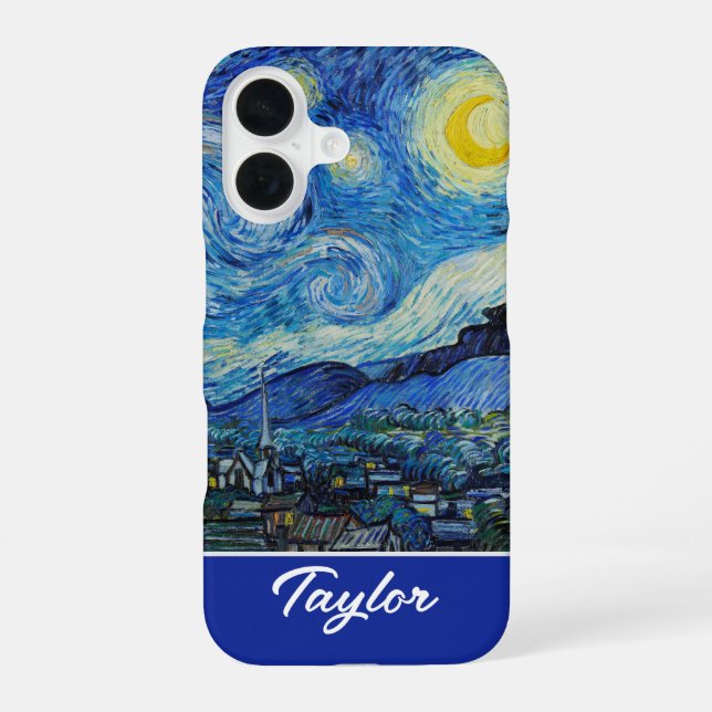 Customizable The Starry Night by Van Gogh iPhone 16 Case (Back)