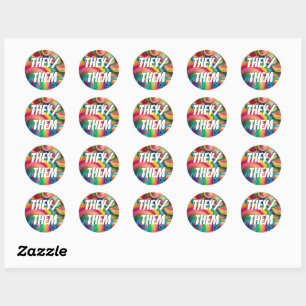 Customizable They/Them, She/Her, Rainbow Pronouns  Classic Round Sticker