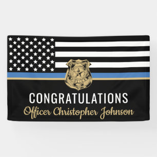 Customizable Thin Blue Line Police Retirement Banner