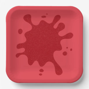 Customizable Tomato Red Splatter Paper Plate