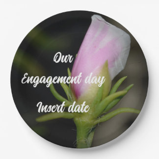 Customizable Trendy Rose Engagement Paper plate