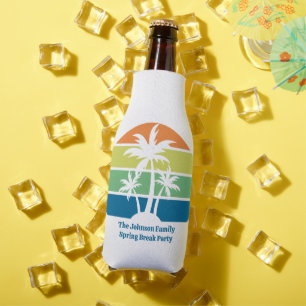 Customizable Tropical Island Palm Trees Party Bottle Cooler
