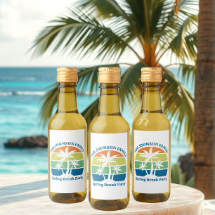 Customizable Tropical Island Palm Trees Party Mini Wine Label