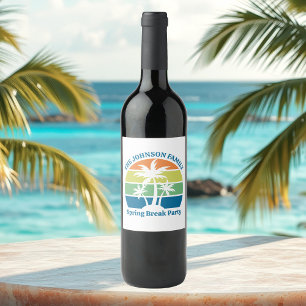Customizable Tropical Island Palm Trees Party Wine Label