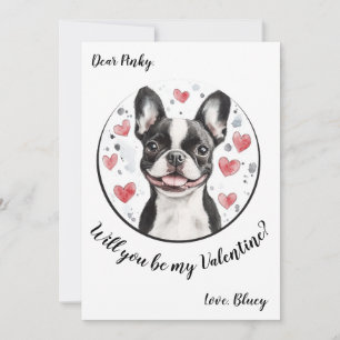 Customizable Valentine's Day card Boston Terrier